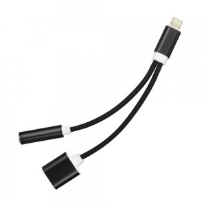 Adaptér HF/audio + nabíjanie iPhone Lightning farba čierna