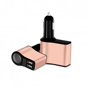 CL adaptér HOCO Z10 1x CL hnízdo 2x USB 2,1A barva černá / rose gold