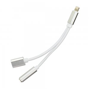 Adaptér HF/audio + nabíjanie iPhone Lightning farba strieborná