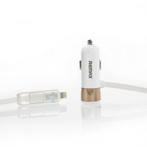 CL adaptér REMAX RCC-102 2v1 + 1xUSB 3,4A biely/zlatý