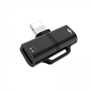 HOCO LS20 adaptér SHORT HF/audio + iPhone nabíjanie Lightning farba čierna