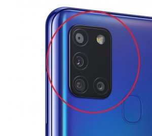Samsung A217F Galaxy A21s čierne sklo zadného fotoaparátu