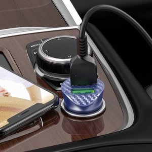 CL adaptér HOCO Z39 2x USB QC 3.0, 18W + Micro USB kábel, tmavomodrý