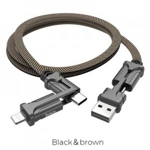Dátový kábel HOCO Selected S22, konektor 4v1 čierny/hnedý