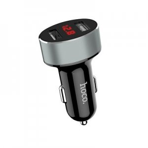 CL adaptér HOCO Z26 2x USB 2,1A + LCD, farba čierna