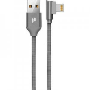 Dátový kábel Puridea L23 Lightning konektor 2,4A, QC, 90° koncovka, sivý