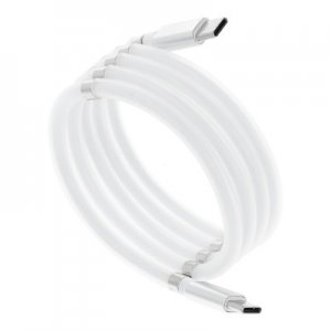 Dátový kábel Magnet, USB typ C - typ C 3A, biely