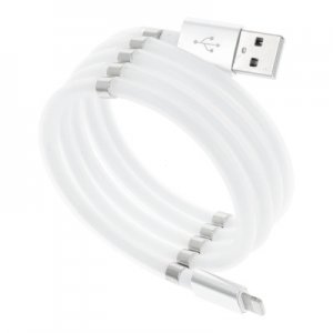 Dátový kábel Magnet, Lightning 8-pin 2,4A, farba biela