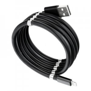 Dátový kábel Magnet, Lightning 8-pin 2,4A, farba čierna