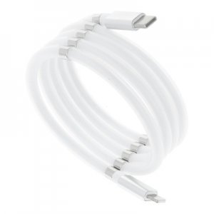 Dátový kábel Magnet, USB Type C - Lightning 3A, biely