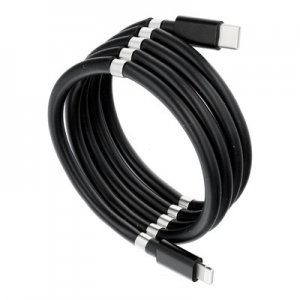 Dátový kábel Magnet, USB Type C - Lightning 3A, farba čierna