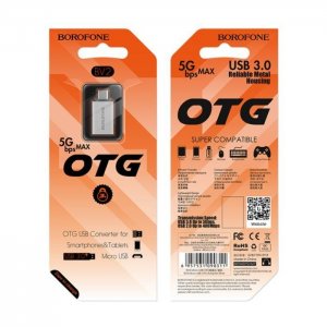 Adaptér Micro USB pre USB OTG BOROFONE farba strieborná