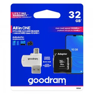 GOODRAM 32GB pamäťová karta micro SD Class 10 Blistr + adaptér, čítačka kariet