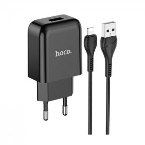 Cestovná nabíjačka HOCO N2 Vigour Lightning 2A, farba čierna