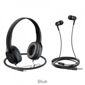 Slúchadlá + HF HOCO W24, 3,5 mm Jack, modré