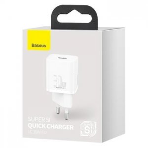 Cestovná nabíjačka Baseus Super SI (CCSUP-J02), USB typ C, QC PD 30W, 3A, biela