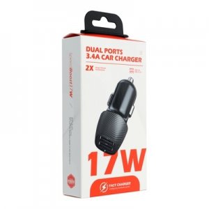 CL adaptér Carbon 2x USB QC 3.0, 17 W, farba čierna