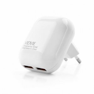 Cestovná nabíjačka VIDVIE (PLE218) 2xUSB FC 2,4A + Lightning kábel, biela