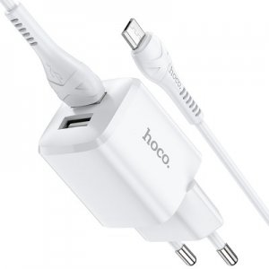 Cestovná nabíjačka HOCO N8 Briar 2x USB 2,4A, kábel Micro USB, biela