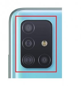 Sklo zadného fotoaparátu Samsung A715 Galaxy A71 čierne s rámom