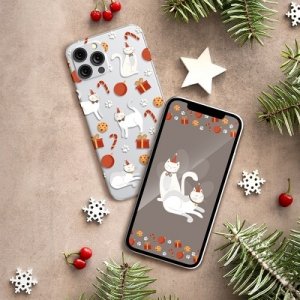 Puzdro Winter iPhone 7, 8, SE 2020 (4,7), vianočná mačka
