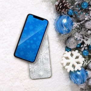 Puzdro Winter iPhone 7, 8, SE 2020 (4,7), vianočné snehové vločky