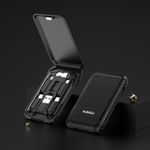 Dátový kábel KAKU (KSC-558) 3v1 s funkciou stojana, Micro USB, USB Type C, Lightning, farba čierna