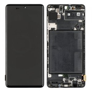 Dotykový panel Samsung A715 Galaxy A71 + LCD + rámček čierny Servisný balík - originálny