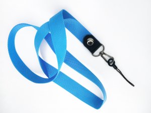 Šnúrka na mobilný telefón s karabínou, šírka 2 cm, farba modrá