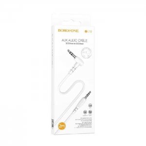 AUX kábel Borofone BL10, Jack 3,5 mm, 2 m, biely