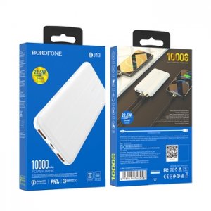 Externá batéria POWER BANK Borofone BJ13, 10000mAh PD QC 3.0, 2x USB, USB Type C, farba biela