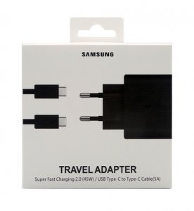 Nabíjačka Samsung EP-TA845EBE Quickcharge 45W + dátový kábel TYP-C / TYP-C (blister) čierna