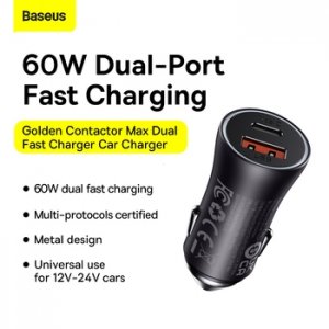 CL adaptér Baseus CGJM000113, 1x USB 1x USB Type-C PD/QC 60W, sivá farba