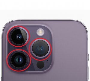 Sklo zadného fotoaparátu iPhone 14 Pro, 14 Pro Max bez rámčeka