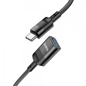 HOCO USB (samica) / OTG na Type-C 3A U107 1,2 m čierna