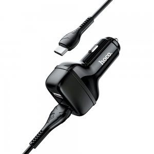 CL adaptér HOCO Z36, 2x USB, 2,4A, kábel USB Type-C, čierny