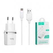 Cestovní nabíječ HOCO C11 USB 1A + kabel micro USB bílá