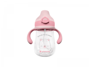 Hrnček so silikónovým pítkom 300ml 6m+ Bear with me Pink
