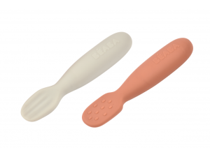 První trénovací lžičky silikonové 2 ks Terracotta / Velvet Grey