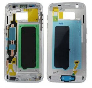 Samsung G930 Galaxy S7 kryt stredný + bočné tlačidlá a ohybné tlačidlá biela / strieborná